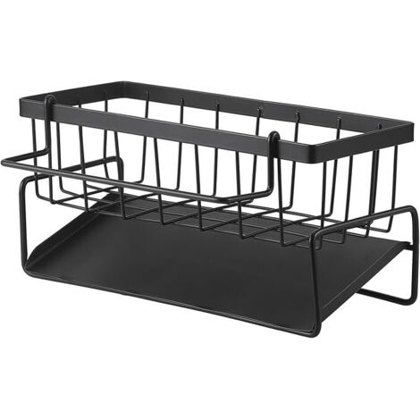 Porte Eponge Evier Cuisine, Organisateur Evier en Acier Inoxydable, Rangement avec Bac De Vidange Automatique et Porte-Serviettes, Organisateur d'évier pour Cuisine et Salle de Bain