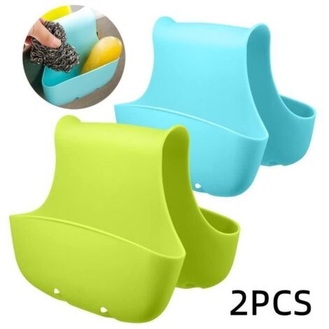 Porte-éponge - Non spécifié - Sac Suspendre Salle de Bain - Silicone - 2 Poches - Bleu Clair/Vert