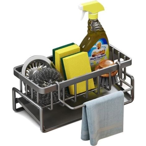 Porte Eponge pour evier Cuisine Organisateur evier Rangement Eponge Cuisine avec Bac de Vidange pour Evier Cusine Plan de Travail