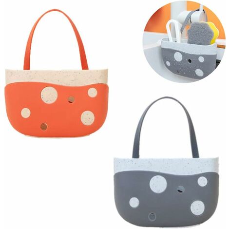 Porte-éponge pour Évier de Cuisine, 2 Pièces Organisateur D'évier en Plastique, Paniers de Rangement avec Trous de Drainage Sanitaire, pour Évier Panier Suspendu pour Cuisine Salle de Bain