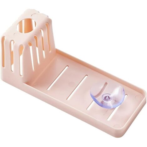 Porte-éponge pour évier, support de rangement pour robinet de cuisine, panier d'égouttage, égouttoir à vaisselle, grand format blanc (rose, taille unique).