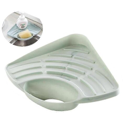 Porte-éponge triangulaire en plastique pour évier de cuisine, organisateur de rangement, lot de 2 (couleur aléatoire)