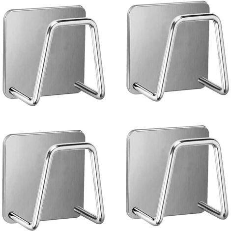 Porte-éponges adhésif 4 pièces, séchage rapide, acier inoxydable, étanche, accessoire de cuisine.