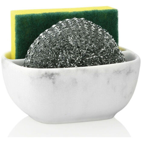 Porte Éponges en Polyrésine Effet Marbre Blanc