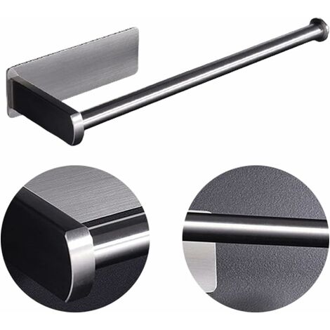 AAMUNPA Porte Essuie Tout Auto-Adhésif, Acier Inoxydable Papier Support, Porte Rouleau Papier, avec Adhésif Autocollant, pour Cuisine, Toilette, Armoires Cuisine ou Murs Salle Bain, Argent, 32cm