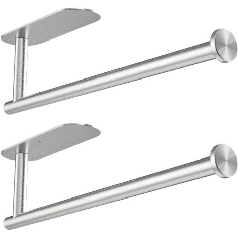 Porte Essuie Tout Auto-adhésif, Supports pour Papier Essuie-Tout Mural, Porte Sopalin Porte Rouleau Papier Cuisine Acier Inoxydable(Argenté, 2 Pièces)