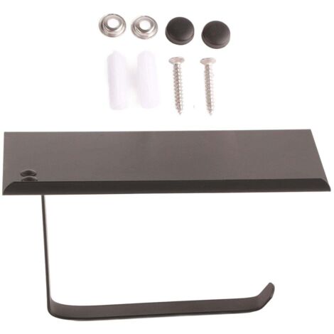 Porte-essuie-tout en acier inoxydable, sans perforation, distributeur de papier toilette double usage pour salle de bain K6 Noir
