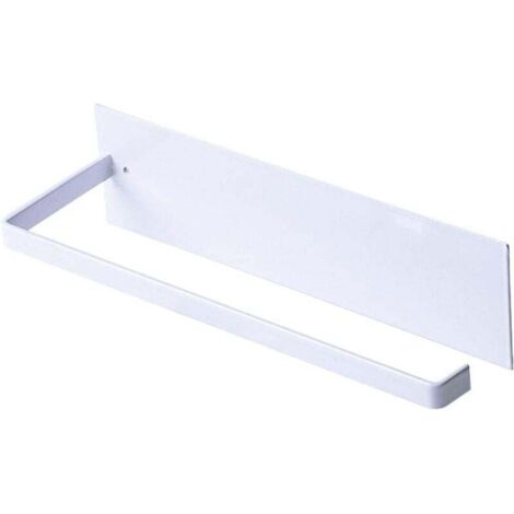 Porte Essuie-Tout, Porte-Papier Cuisine Mural, Supports pour Papier Essuie Tout sans Perçage, Porte-Rouleau Cuisine en Métal, Dérouleur Sopalin Auto-Adhésif Cuisine, 25cm - Blanc