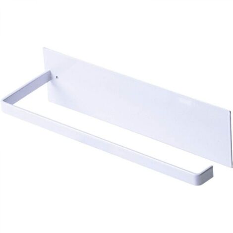 Porte Essuie-Tout, Porte-Papier Cuisine Mural, Supports pour Papier Essuie Tout sans Perçage, Porte-Rouleau Cuisine en Métal, Dérouleur Sopalin Auto-Adhésif Cuisine, 25cm - Blanc