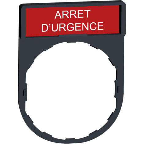 porte étiquette - 30 x 40 - etiquette 8 x 27 - rouge - arret d'urgence - schneider zby2130