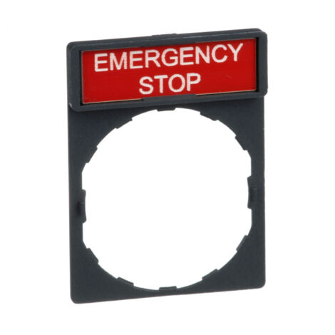 Porte étiquette 30x40mm standard Ø 22mm avec étiquette EMERGENCY STOP Harmony SCHNEIDER ZBY2330