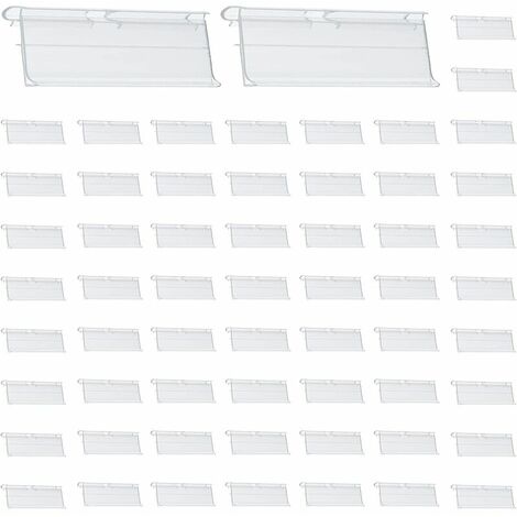 porte etiquette, Porte-Étiquettes en Transparent, 60 pièces Porte-étiquette en plastique, Fabriqué en PVC, facile à installer, haute transparence, pour supermarchés, papeteries (42 x 100mm)