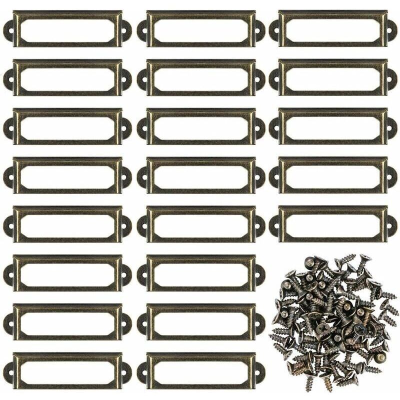 Porte-étiquettes métalliques pour meubles, tiroirs, armoires, cartes, plaques nominatives, cadres avec vis pour bureaux, étagères, supports, bronze,