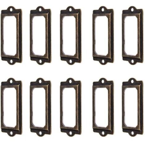 Porte-étiquettes vintage en métal bronze 60 x 17 mm – Lot de 50 pour tiroirs, armoires et bibliothèques