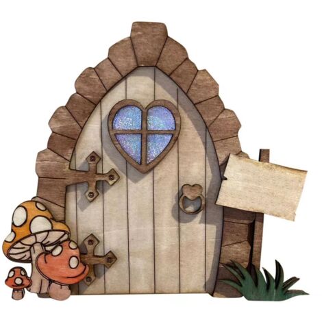 Porte Fée de Jardin Ornement en Bois Décoration de Jardin