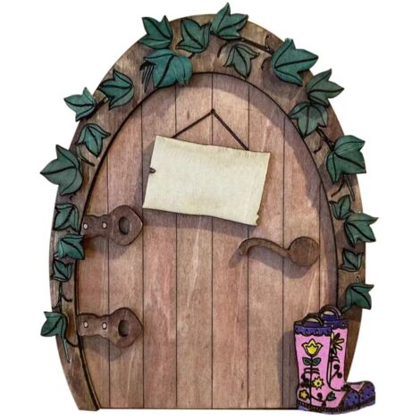 Porte Fée de Jardin Ornement en Bois Décoration de Jardin
