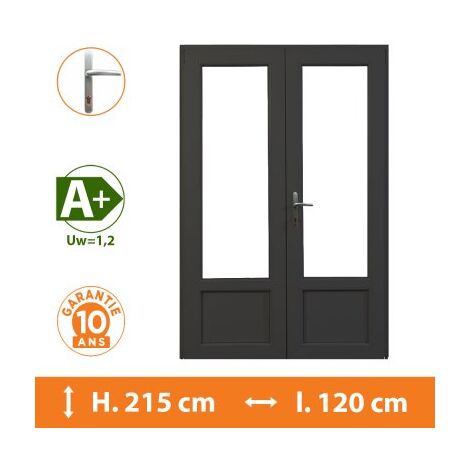 Porte-Fenêtre 2 vantaux Gris - H.215 x l.120 cm - Gris