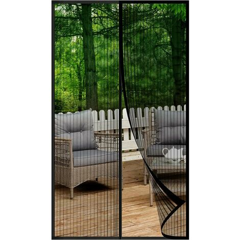 Porte Fenetre Magnétique 80x210CM, Rideau Anti Mouche, Rideaux Aimantée , Moustiquaires Ementer Aimanté pour Porte Exterieur, Balcon, Camping car, Terrasse(Noir)