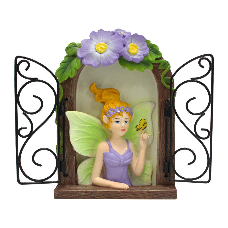 Sunxury - Porte Fenêtre Pendentif Nouveauté Drôle Fée Statue Maison Embrasser Fée Sculpture Décorations Jardin Sculpture Cour Art Pot Décoration De