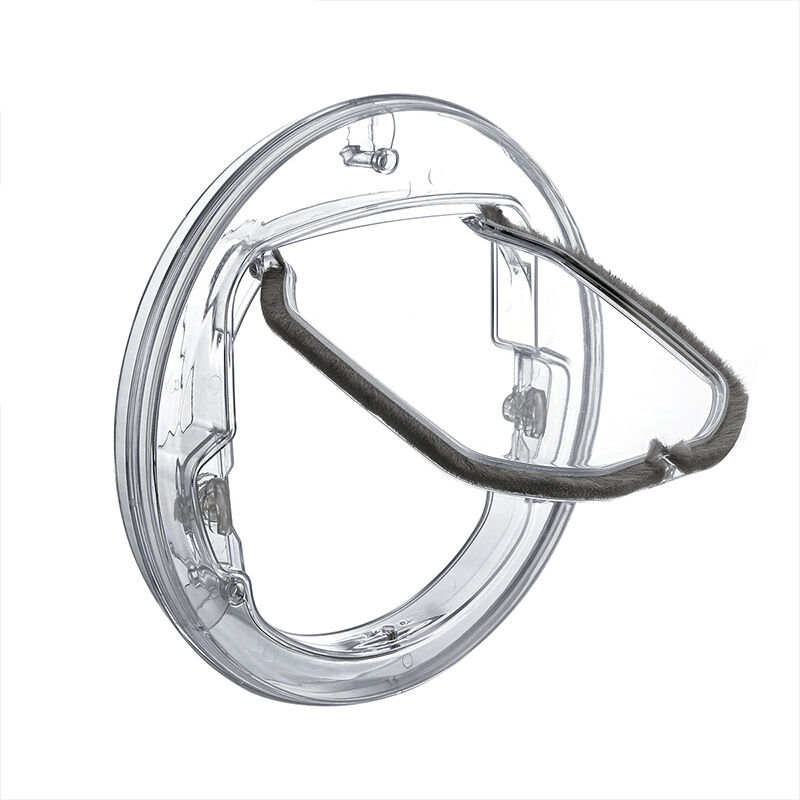 Porte fenêtre pour chien, porte ronde transparente rabattable avec serrure à 4 voies et kit de doublure pour chats et chiots, idéal pour les fenêtres