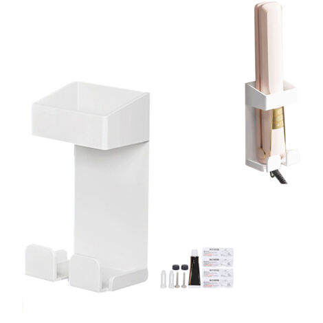 Porte-fer à friser mural en acier inoxydable, support pour outils de coiffure, étagère de salle de bain