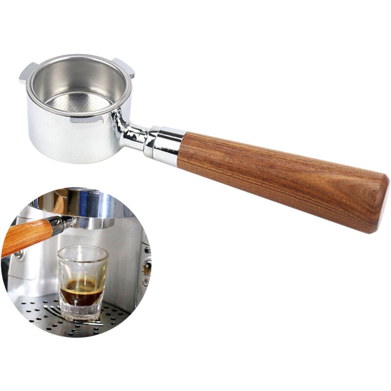 Porte-filtre à café sans fond de 51 mm, avec panier filtrant et poignée en bois de remplacement, pour machine à café Delonghi EC680 EC685, filtres en