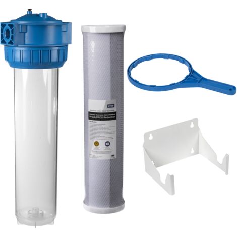 Porte-filtre à eau 20 pouces 20/27F - avec cartouche charbon anti-PFAS, équerre et clé