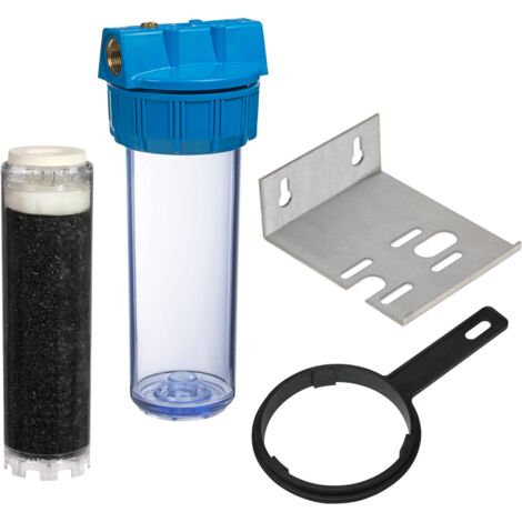 Porte-filtre à eau 9 pouce 3/4 - 20/27F avec cartouche charbon anti goût et odeurs GAC, équerre et clé