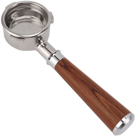 Porte-Filtre Nu sans Fond de 58 Mm, Porte-Filtre à café à 3 Oreilles de 58 Mm Porte-Filtre sans Fond de 58 Mm avec Poignée en Bois Massif pour Machine à café Barsetto (Une