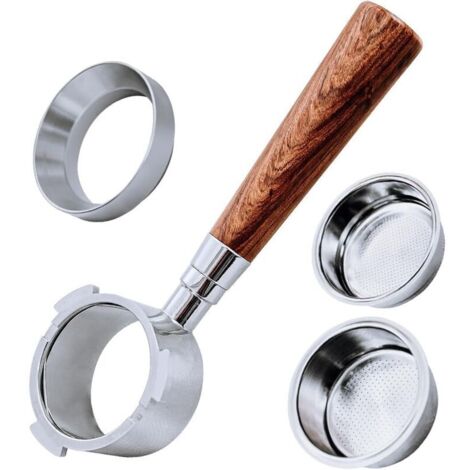 Porte-filtre sans fond de 51 mm avec 3 oreilles, porte-filtre sans fond en bois de palissandre rouge pour DeLong EC680/EC685/EC785/EC820/EC850/EC860 avec bols à poudre bague de dosage (Style A)