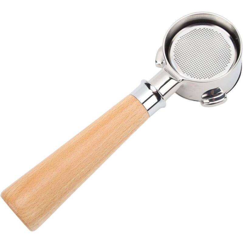 Porte-filtre sans fond de 51 mm, poignée de machine à expresso à café en acier inoxydable, porte-filtre nu portatif pour machine à café série 8 (Bois