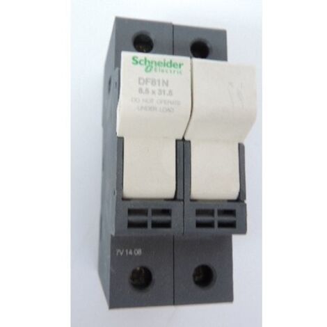 Porte-fusible 1P+N 25A pour cartouche 8.5x31.5mm (non incl) coupe-circuit sur rail TeSys SCHNEIDER ELECTRIC DF81N