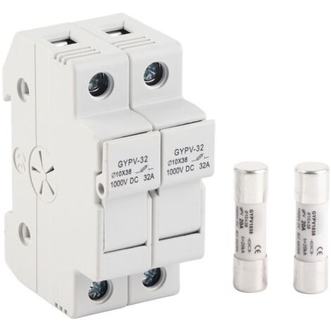 Porte-fusible 2P 32A avec fusibles photovoltaïques 20A pour système solaire 1000VDC