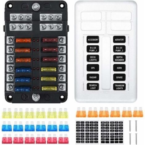 Porte-fusible en forme de goutte à 12 voies, boîte à fusibles avec 24 fusibles, 12 indicateurs LED