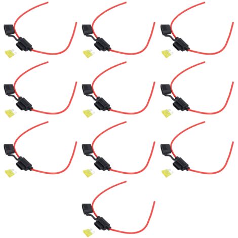 Porte-fusible en ligne - 10 ensembles résistant à la fusion avec fusibles 14AWG, 20A, câble oxygène free cuivre, couvercle imperméable