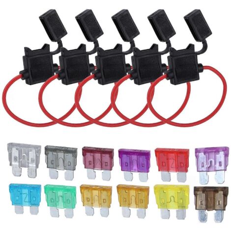 Porte-fusible en ligne 12 AWG type ATO/ATC 1‑40A 32VDC avec 55 fusibles à lame standard
