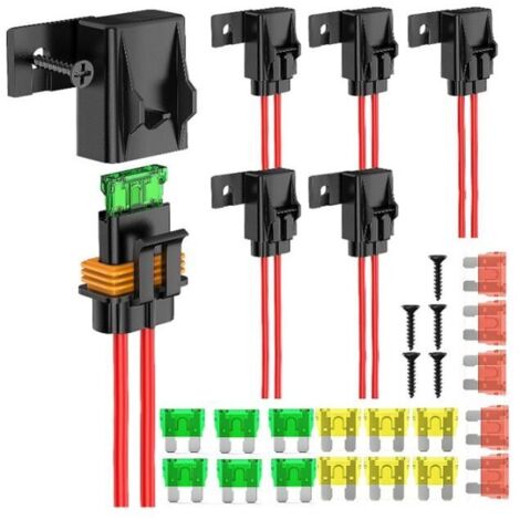 Porte-fusible en ligne . faisceau de câbles 12 AWG étanche IP67. ATC/ATO. porte-fusible à lame 20 A/30 A/40 A pour véhicules. systèmes d'alimentation marine et bus hautes performances