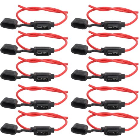 Porte-fusible étanche 10 unités, fusible 20A 14AWG, installation facile, haute résistance thermique
