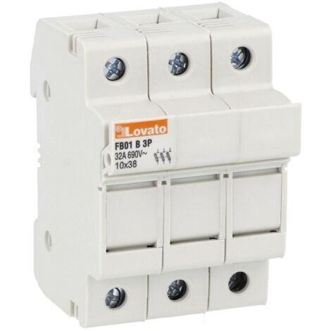Porte-fusible Lovato 3 Pôles 32A 10X38mm 3 modules FB01B3P