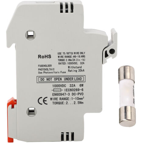 Porte-fusible solaire 32A 1000VDC avec fusible photovoltaïque 20A - Protection contre les courts-circuits pour installations PV