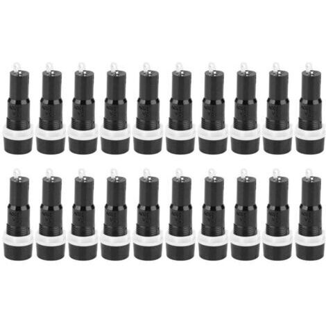 Porte-fusibles 20 pièces, porte-fusibles à montage sur panneau avec capuchon à vis - MF-527, boîtier de fusible 5 x 20 mm, boîtier de protection de fusible noir