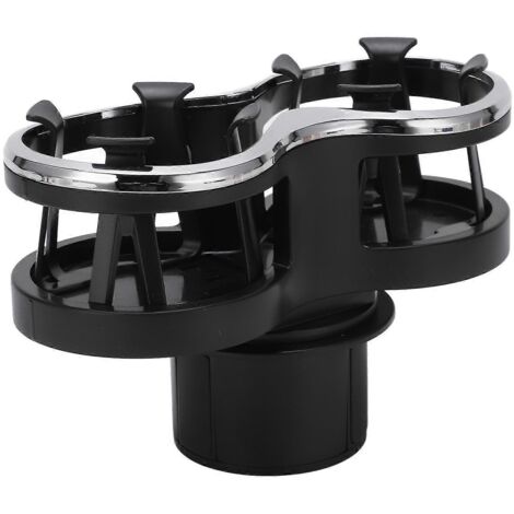 Porte-gobelet 2-en-1 noir universel, support bouteille boisson pour thé au lait, canette, cendrier voiture.