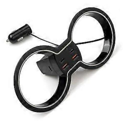 Porte-gobelet avec éclairage d'ambiance pour Honda Civic 11e génération (2021-2024) à hayon, commande centrale et station d'extension de recharge rapide