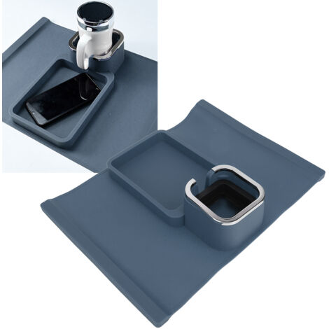 Porte-Gobelet Ergonomique Silicone Multifonction avec Base Anti-Glisse pour Canapé et Bureau Bleu