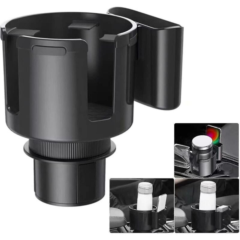SNQ - Porte-gobelet Extenseur pour voiture Extenseur de porte-gobelet avec support de téléphone Support de téléphone pour voiture Grand adaptateur de