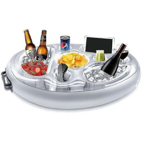Porte-gobelet gonflable, bar flottant à 8 trous pour piscine, porte-gobelet pour salade de fruits, accessoires pour adultes pour piscine, plage, fête