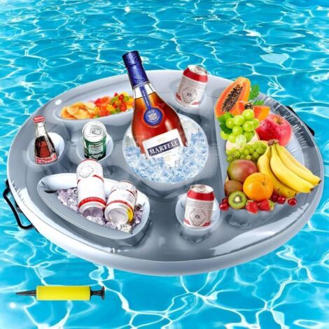 Porte-gobelet Gonflable Flottant,Gonflable Porte-Boissons 2 en 1 Plateau Flottant,Porte-Bouteille Gonflable Flottant Fête D'été, pour Piscine de Grande Capacité Bar Flottant pour Piscine