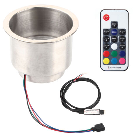 Porte-gobelet LED RGB en acier inoxydable pour bateau, camping-car, camion  Télécommande incluse