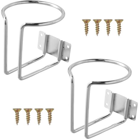 Porte-Gobelet - Lot de 2 - Acier Inoxydable - Fixation Par Vis - Pour Bateau Et Voiture - Argent - 77mm
