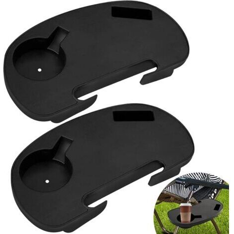 Porte-Gobelet, Lot de 2 Plateau Latérales de Chaise Table D'appoint, Plateau de Téléphone Facile à Clipser pour Chaises de Pêche Chaises Longues Camping Transat Jardin Fauteuil Plage